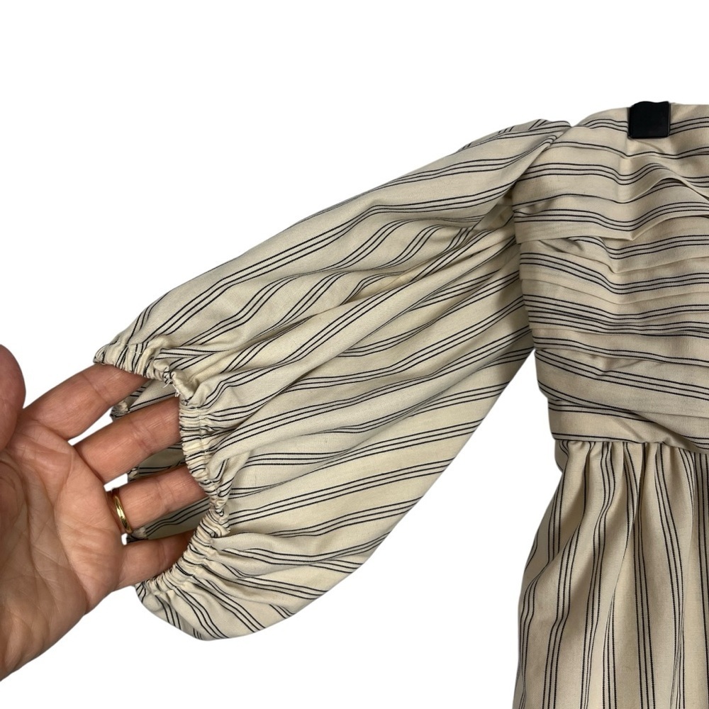 ABERCROMBIE & FITCH Emerson Off Shoulder Skort Dress Cream Navy Pinstripe M - Picture 8 of 15